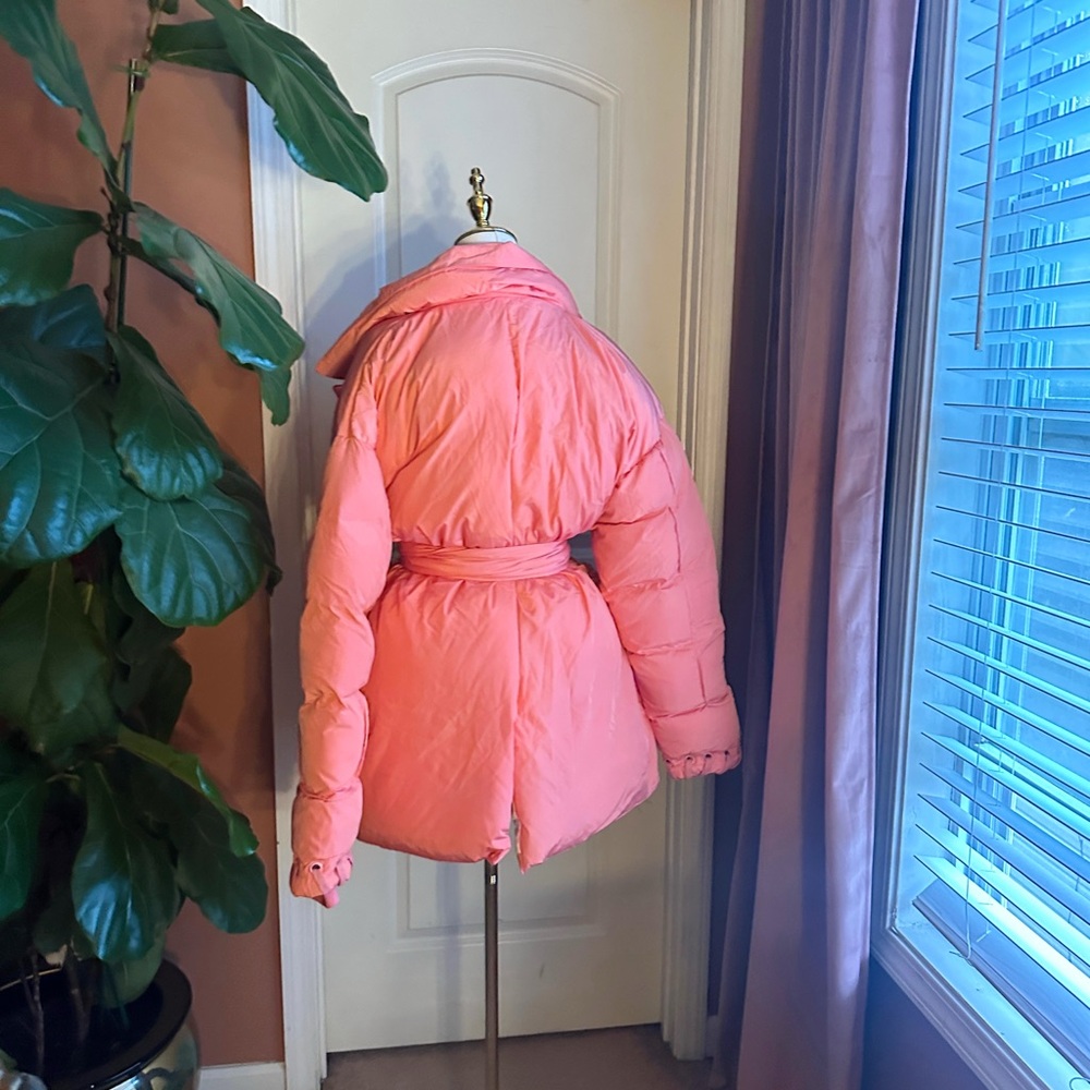 BBX flamingo Pink Belted Women's Puffer Coat - Picture 3 of 6